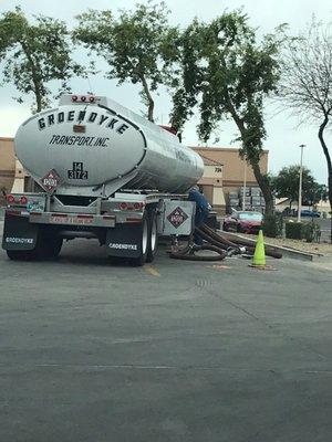 Refueling the pumps.