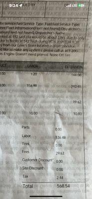 My service fuel receit