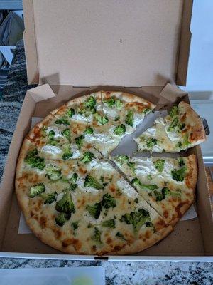 White pie with broccoli