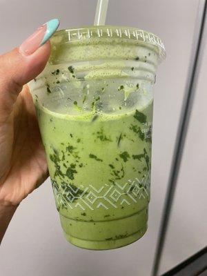 Extra clumpy matcha latte