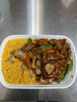 Mongolian Beef  with Pork Fried Rice