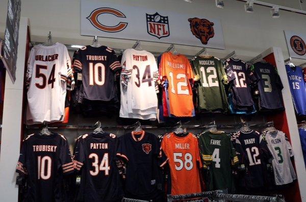 NFL jerseys of most of the star players and gridiron greats!