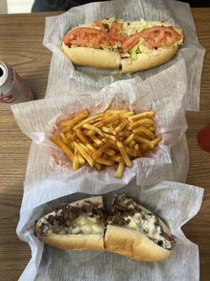 Cheesesteak, Mike's Famous cheesesteak, Old Bay fries