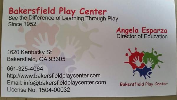 Buisness Card. DIRECTOR OF EDUCATION information.