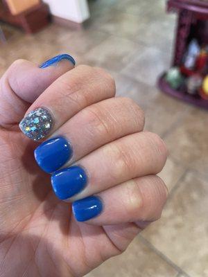 Blue dipped nails