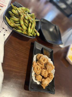 Spicy Edamame & Fried Calamari