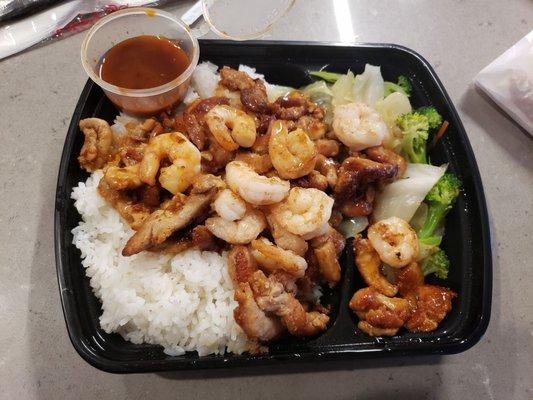 Chicken and Shrimp Teriyaki with White Rice