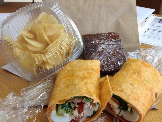 Country Style Cobb Wrap with brownie catering sack lunch