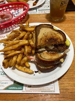 Patty melt with fries