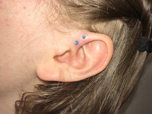 my new double forward helix piercing