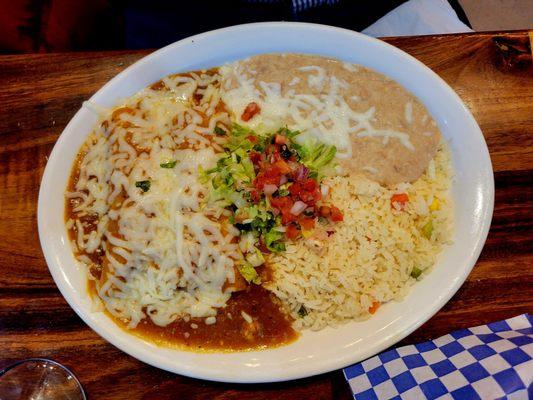 Generous portions, here, carnitas enchiladas