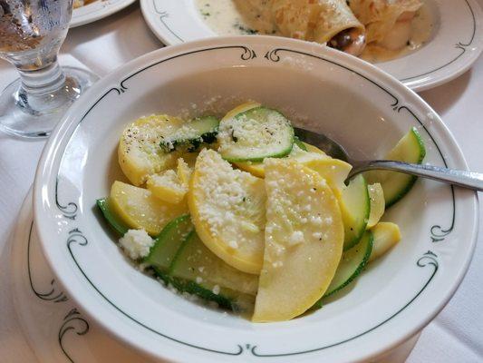 Fresh Summer Squash with a bit of Parmesan Cheese and a spritz of Lemon!