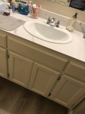 New vanity and new sink and new marble top