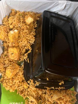 Dumped biryani in trash.