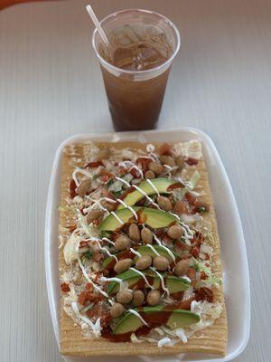 Agua de tamarindo and chicharrones preparados