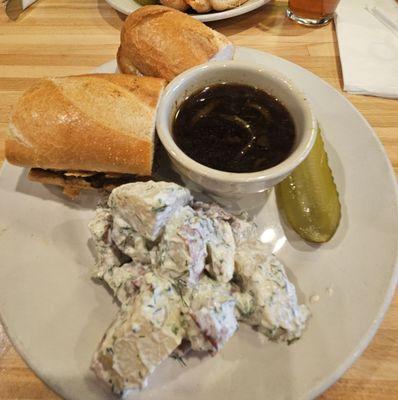 French dip with potato salad