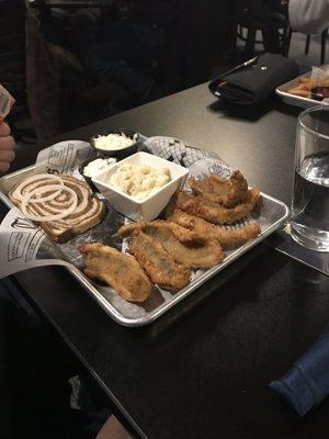 Friday night perch with potato salad and fixings