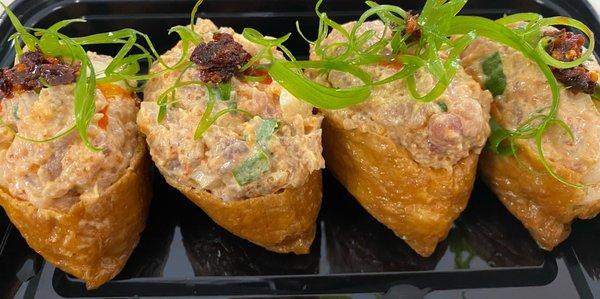 Inari Bombs with spicy tuna mix, sushi rice