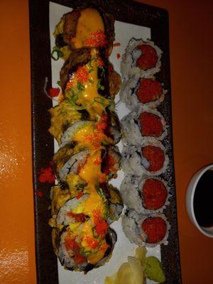 Front is Godzilla roll and back is Spicy Tuna. Both excellent!