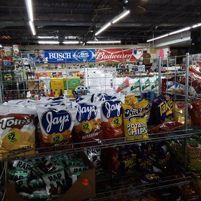 This is mostly a beverage store but there is a small selection of snacks.