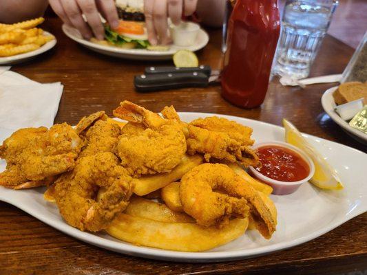 The 9 Piece Big Easy Shrimp Basket (or plate as it is). Really good stuff. Ask for extra cocktail sauce. It's housemade and awesome!