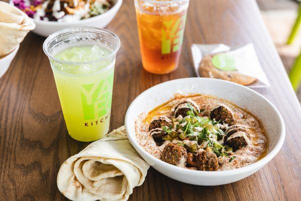 Hummus bowl with free flat bread