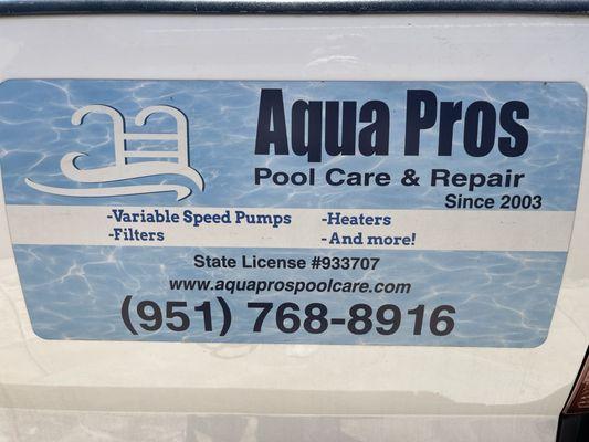 Aqua Pros information