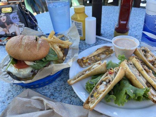 Baja Burger and Southwest Spring Rolls