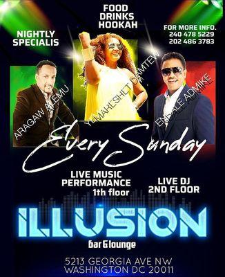 illusion sundays. live music on first floor.