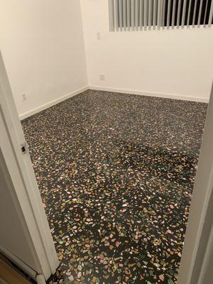 Terrazzo floor in guest room