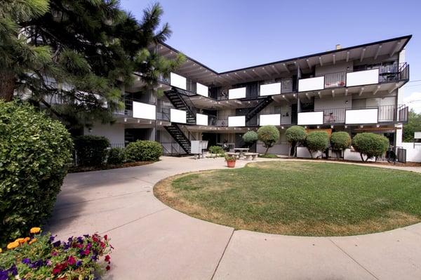 Courtyard view of the Avenida Park apartments