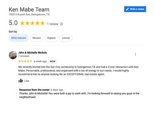 Google review from another satisfied client.