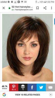 This is the photo I showed her of what I wanted my hair to look like Diane should not be cutting hair