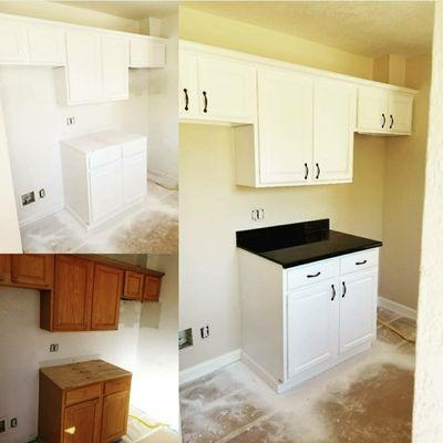 Before and after.. Cabinets refinishing.