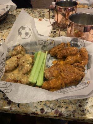 Five peppers of pain and garlic wings