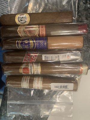 6 sticks one of the employees helped select for me when I told him I am a new smoker