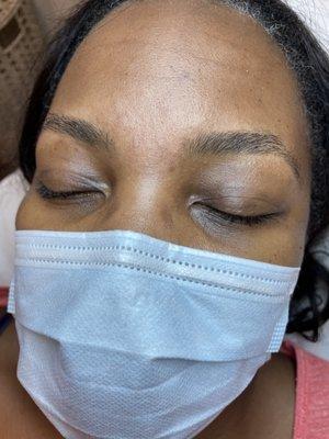 Brow sugaring/shaping