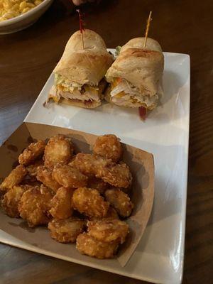 Chicken Bacon Ranch Grinder with Tator Tots.