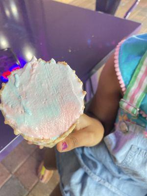 Cotton Candy Ice Cream on a Waffle Cone