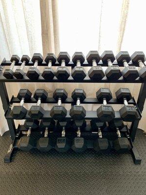 5-50lb dumbbell set with XL storage rack