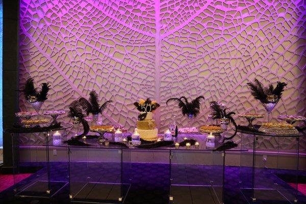 This was my cake/desert table with all the beautiful centerpieces designed throughout the table.