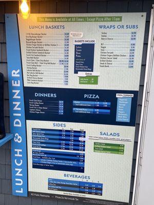 Lunch and dinner menu