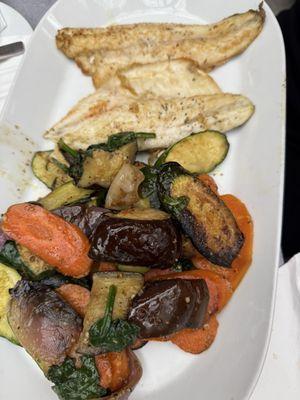 Bronzino With Roasted Vegetables