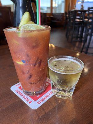 Bloody mary with beer chaser