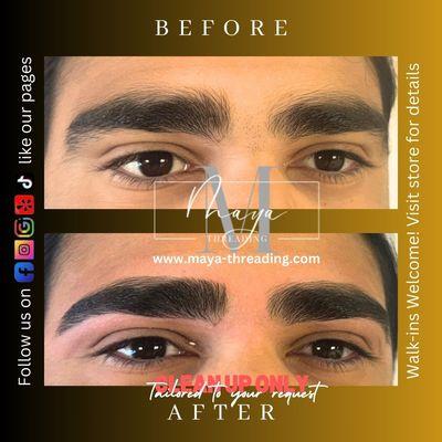 Men's brows cleanup only as requested by the customer