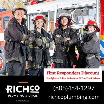 We proudly offer First responder discounts