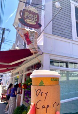 Red Cup coffee house in Booth Bay, Maine -  Dry cappuccino with cinnamon hit the spot.