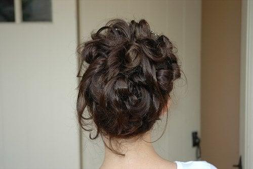 curly, messy updo