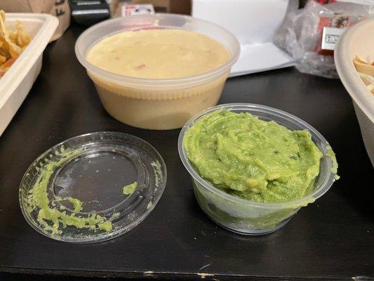 Large Queso & regular Guac