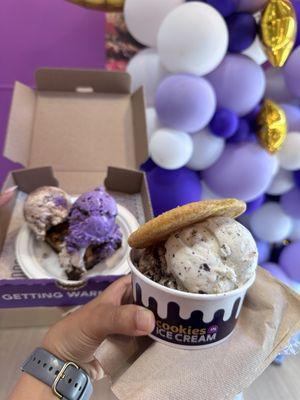 Ice Cream on a Classic Cookie (left) and Ice Cream on a Brookie (right)